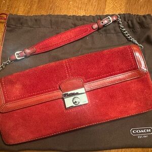 COACH Legacy Suede Leather Convertible Clutch Shoulder Bag